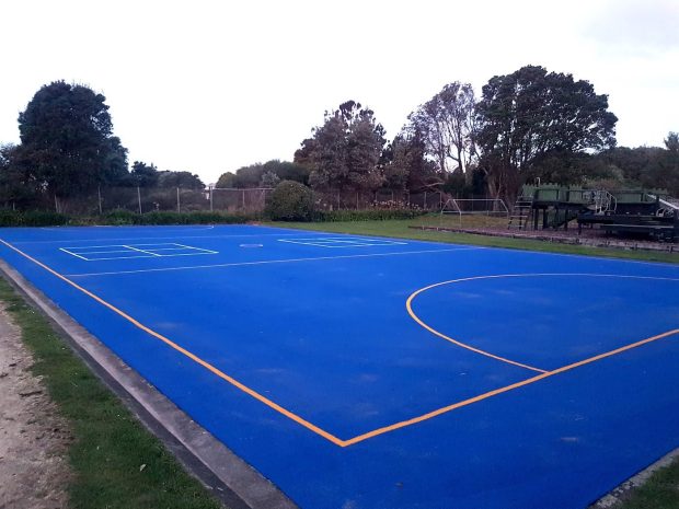 Blue school netball court