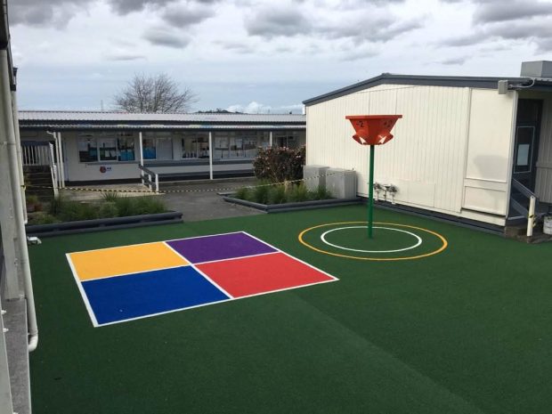 Colourful courtyard turf at Chapel Downs School