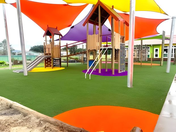 A brand new playground astroturf for Ruakaka School