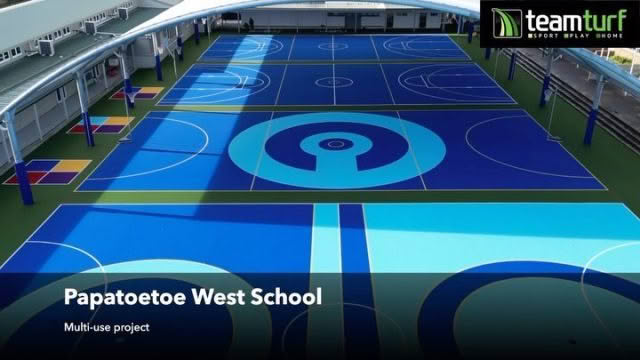 Just completed!  Papatoetoe West School - Auckland. 
Kiorahi, Tapuae, futsal, netball, basketball, 4square and hopscotch incorporated into their new sports turf - Kids are absolutely loving it! 

If you’re a school wanting an upgrade to your court or playground areas , contact us now - info@teamturf.co.nz
